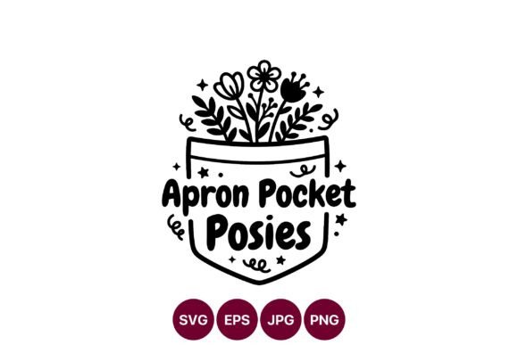 Apron Pocket Posies Floral Line Art for Branding and Marketing