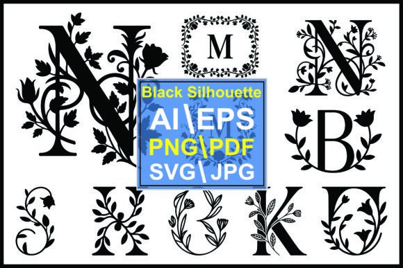 Black Floral Letters and Monograms Alpha Review