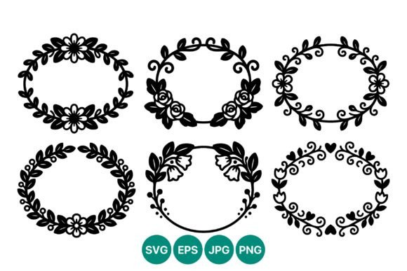 Black Floral Oval Frames Vector Art for Local Branding