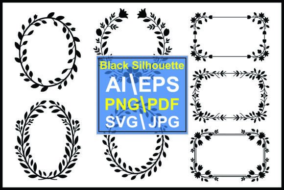 Black Floral Wreaths and Frames Leaves Graphics Review