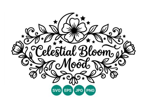 Celestial Bloom Mood Floral Frame Graphics & Illustrations