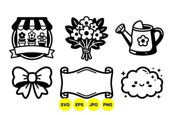 Cute Floral Garden Icon Clipart for Graphics and Illustrations