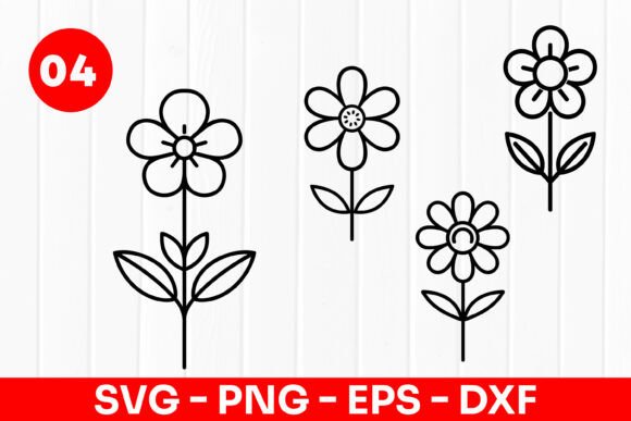 Cute Flower Outline Floral Doodle SVG for Handmade Projects