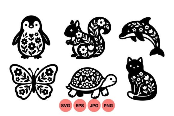 Floral Animal Silhouette SVG Art for Modern Branding