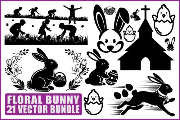 Floral Bunny SVG Bundle for Spring Design Projects