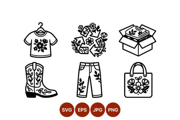 Floral Clothes & Recycling Symbol Graphics
