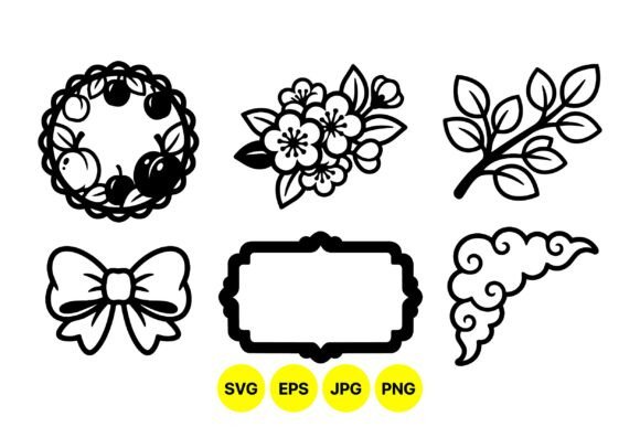 Floral Frame and Bow Clipart for Graphic Design Projects