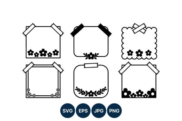 Floral Frames with Tape Corners Vector: Graphics & Illustrations for Local Branding