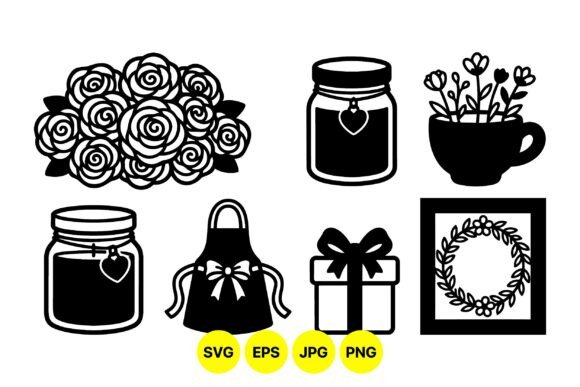 Floral Gift and Candle SVG Clipart for Graphics and Illustrations