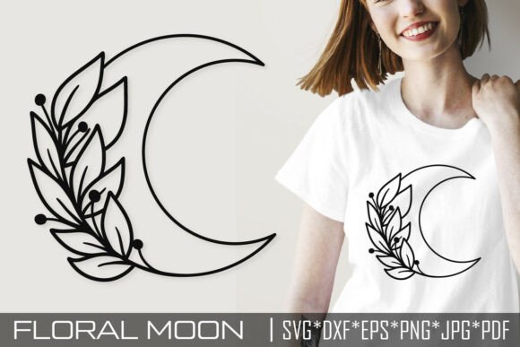 Floral Moon SVG Boho Celestial Design: Graphics & Illustrations