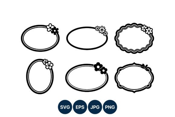 Floral Oval Frame Vector Set: Graphics & Illustrations