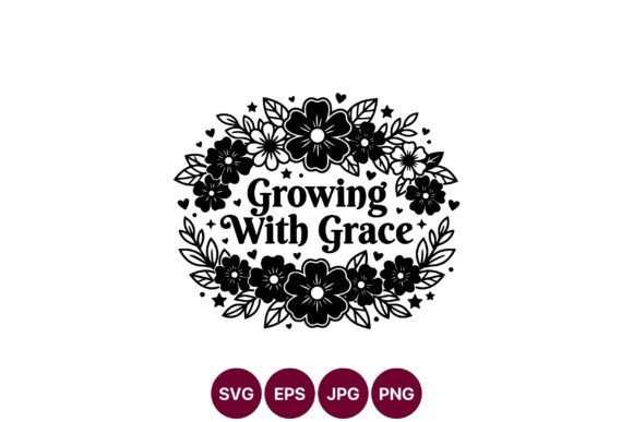 Growing with Grace Floral Wreath Vector