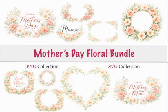 Mother’s Day Floral Bundle Watercolor – Elegant Graphics for Local Branding