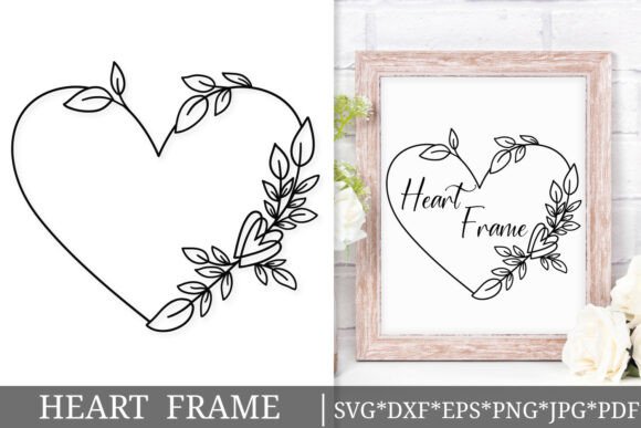 Simple Floral Heart Frame SVG: Graphics & Illustrations for Local Branding