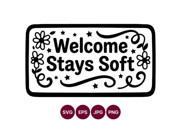 Welcome Stays Soft Floral Script Vector Review